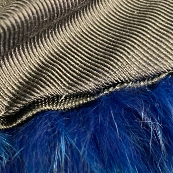 NO BRAND One Size Rare Navy Blue Black Fox Fur Hook Eye Closure Cardigan - Picture 7 of 7